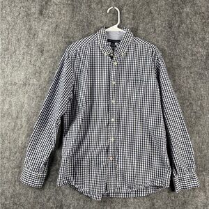 Tommy Hilfiger Men’s L Shirt Blue White Gingham Check Long Sleeve Classical